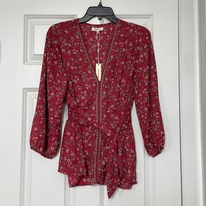 MAX STUDIO Quarter Sleeve Tie Front Blouse size L